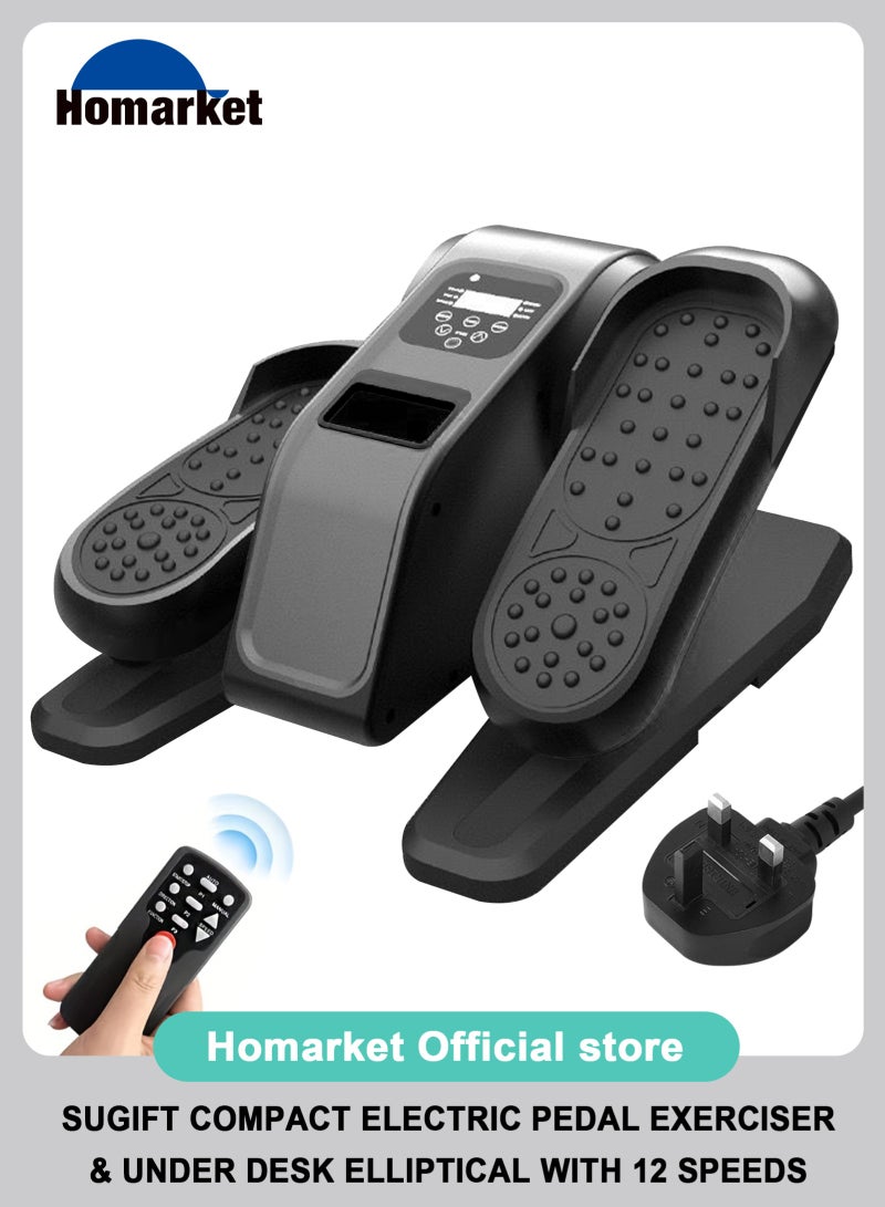 HomarKet Under Desk Elliptical Machine, Electric Elliptical Leg Exerciser for Seniors with 12 Adjustable, Portable Quiet Elliptical Exercise Machine, Seated Pedal Exerciser with Remote Control,Black - Image 1